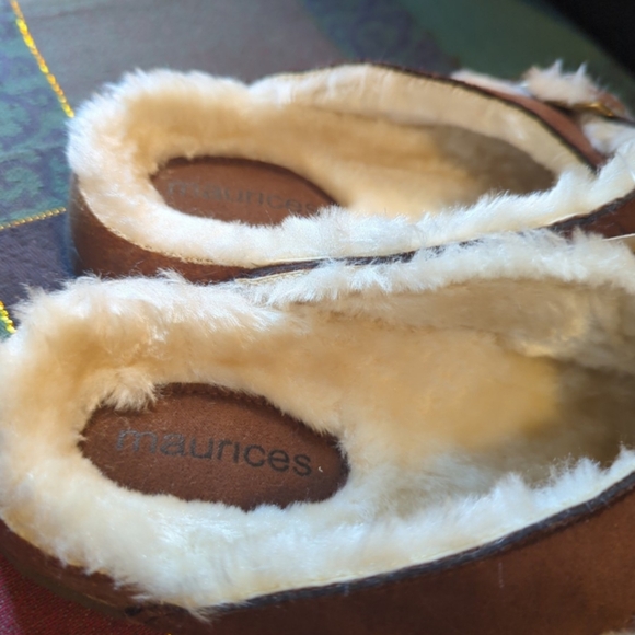 Maurices Ophelia Cognac Faux Fur Sandals Buckle Slip On Soft Size 8 NEW NWT - Picture 9 of 12